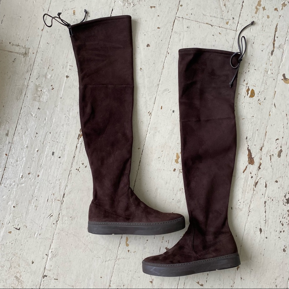 Stuart Weitzman Dark Brown Stretch Suede Over The Knee Boots